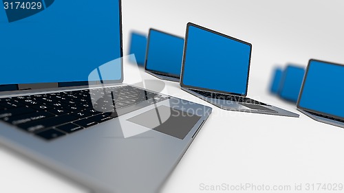 Image of Many laptops in a circle