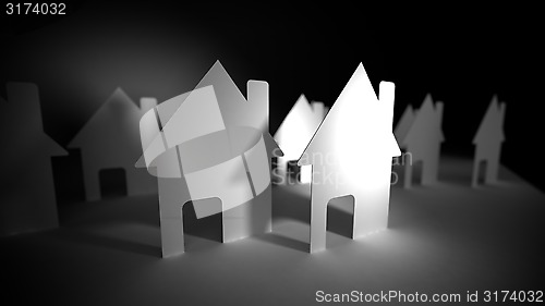 Image of A lot of concept paper houses.