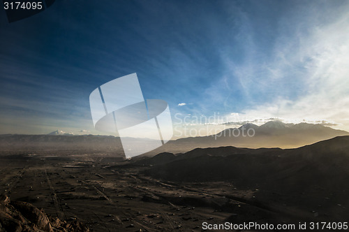 Image of Peruvian highland with vulcanoes view Arequipa, Peru.