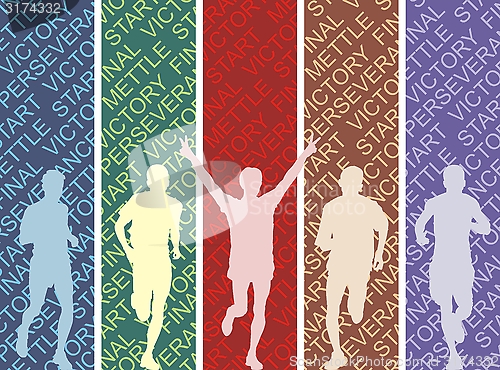 Image of Colored  Athletes on a Background