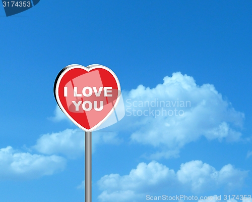 Image of Declaration Love Road Sign on Sky