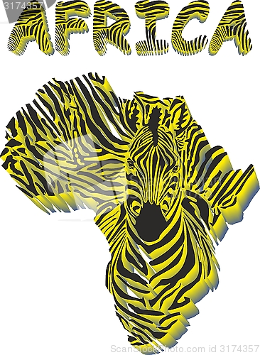 Image of Silhouette Map of Africa with The Head of Zebra