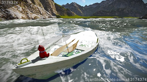 Image of Sinking boat with teddy bear