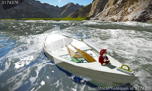 Image of Sinking boat with teddy bear