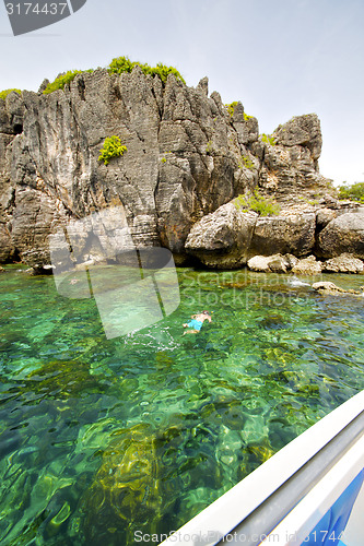 Image of asia in the  kho phangan isles bay   rocks   swimming