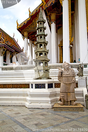 Image of beard  in the temple bangkok asia  marble