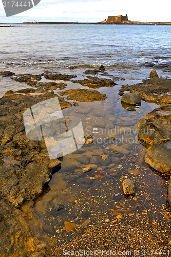 Image of hervideros   in white coast lanzarote    e water  and summer 