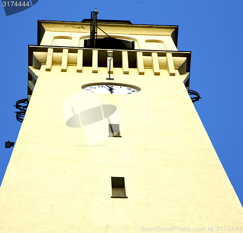 Image of olgiate    wall  and church tower bell sunny  