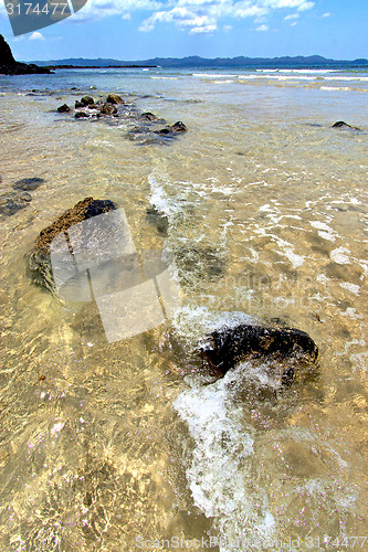Image of     madagascar      seaweed   sand isle  sky and rock 