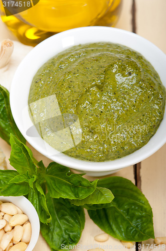Image of Italian basil pesto sauce ingredients