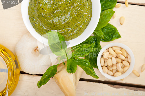 Image of Italian basil pesto sauce ingredients