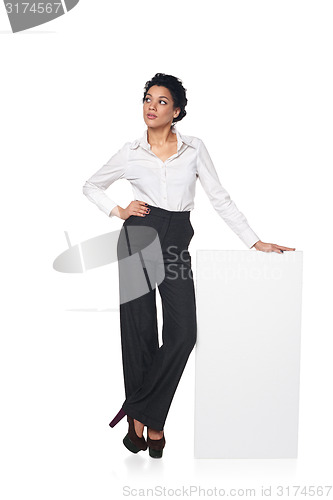 Image of Business woman with blank white board