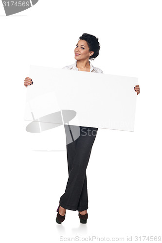 Image of Business woman with blank white board