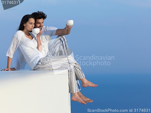 Image of happy young romantic couple have fun arelax  relax at home