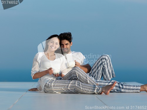 Image of happy young romantic couple have fun arelax  relax at home