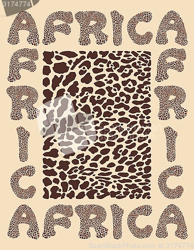 Image of Background Texture Leopard and with Text Africa