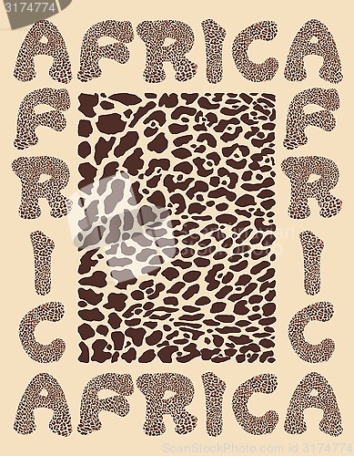 Image of Background Texture Leopard and with Text Africa