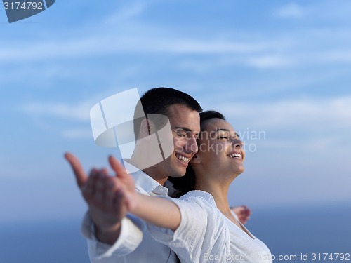 Image of happy young romantic couple have fun arelax  relax at home