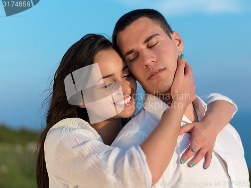 Image of happy young romantic couple have fun arelax  relax at home