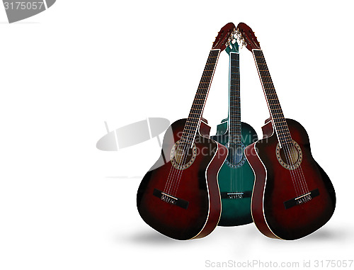 Image of three guitars isolated