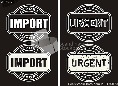 Image of Business Set Stamps Import and Urgent