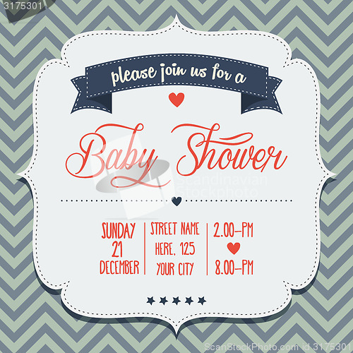 Image of baby shower invitation in retro style