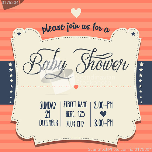 Image of baby shower invitation in retro style