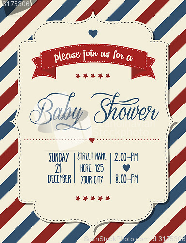 Image of baby shower invitation in retro style