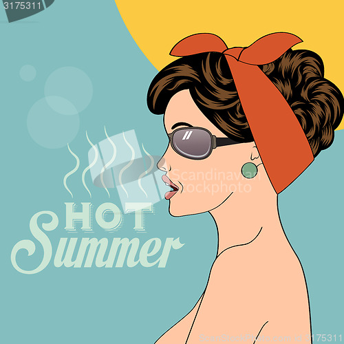 Image of Hot pop art girl on a beach