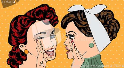 Image of pop art retro women in comics style that gossip