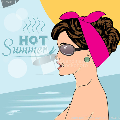 Image of Hot pop art girl on a beach