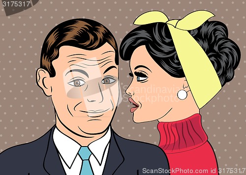 Image of pop art cute retro couple in comics style