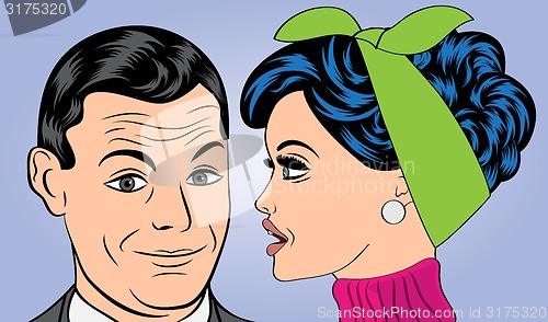 Image of pop art cute retro couple in comics style