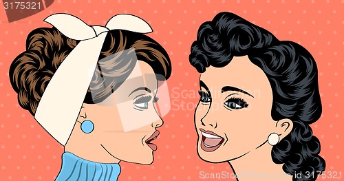 Image of pop art retro women in comics style that gossip