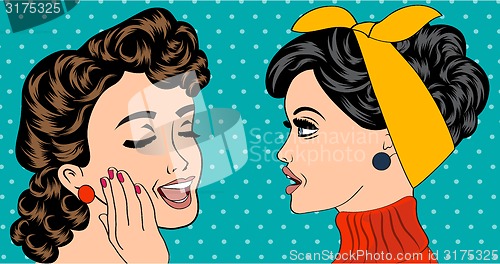 Image of pop art retro women in comics style that gossip