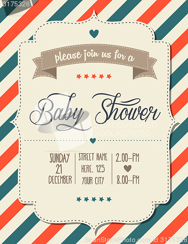 Image of baby shower invitation in retro style