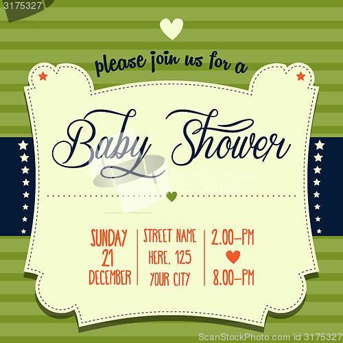 Image of baby shower invitation in retro style