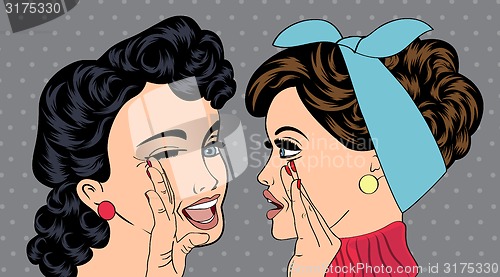 Image of pop art retro women in comics style that gossip