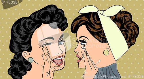 Image of pop art retro women in comics style that gossip