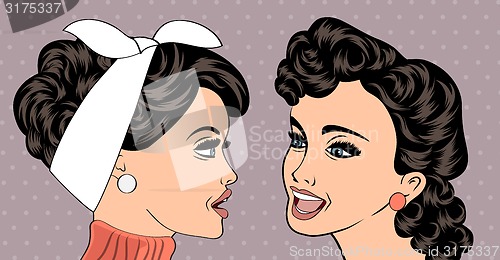 Image of pop art retro women in comics style that gossip