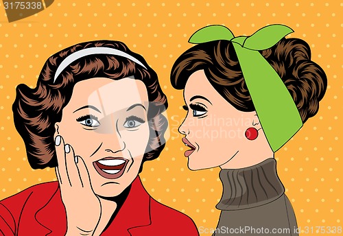 Image of pop art retro women in comics style that gossip