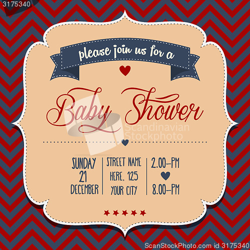 Image of baby shower invitation in retro style