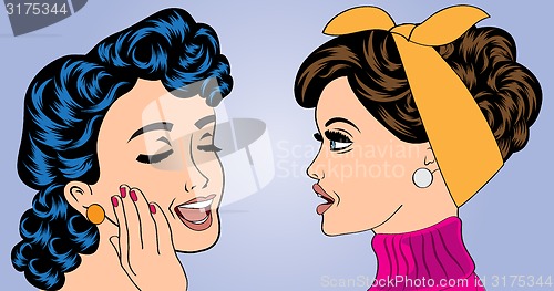 Image of pop art retro women in comics style that gossip