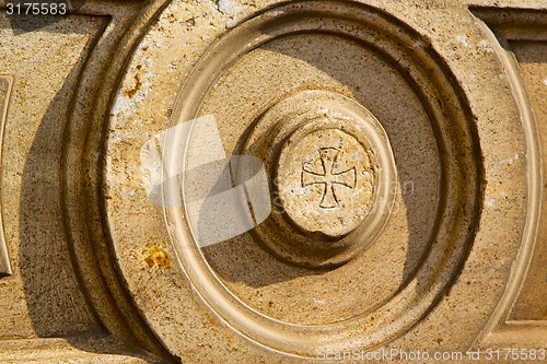 Image of old  milan      in italy   wall  brick   the      background  st