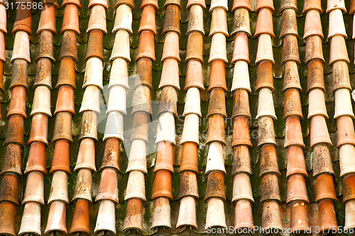 Image of old moroccan  tile roof in the  city 