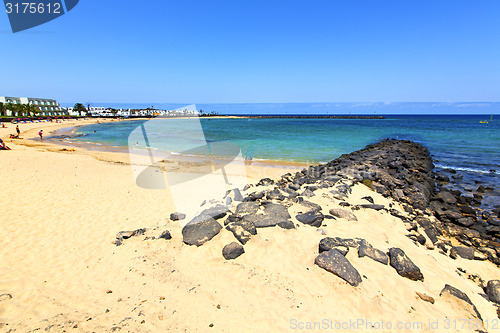 Image of white coast lanzarote  in hotel  and summer 
