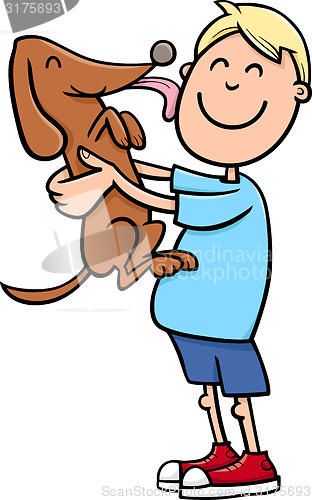 Image of boy with puppy cartoon