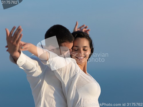 Image of happy young romantic couple have fun arelax  relax at home