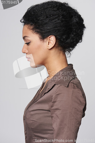 Image of Profile portrait of beautiful african american business woma