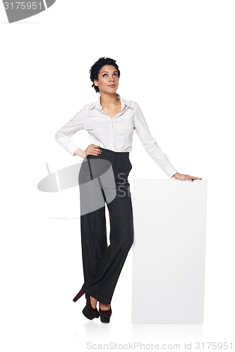 Image of Business woman with blank white board